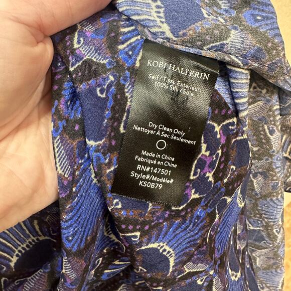 NWOT Kobi Halperin Blue Peacock Blouse size XS - Picture 3 of 5